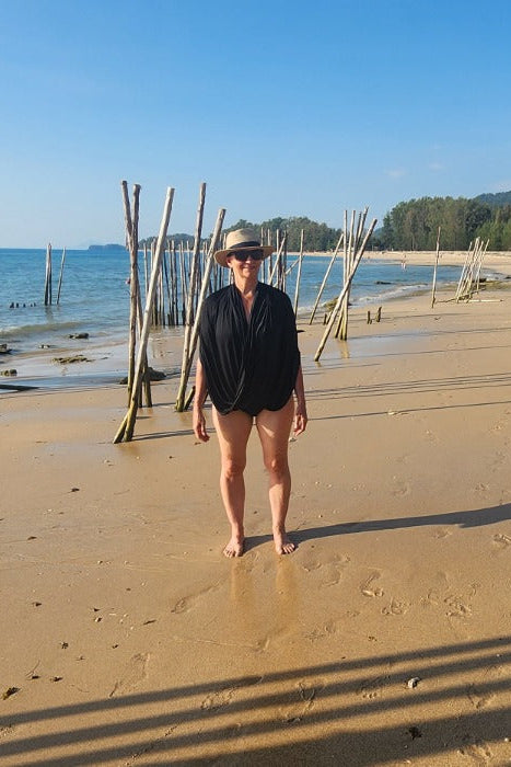 Belinda wearing Black Sun Wrap