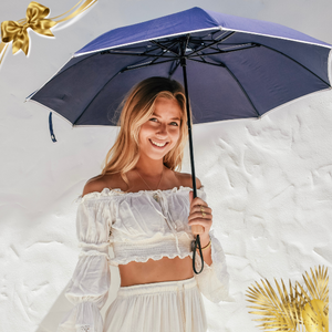 Compact Cosmopolitan UV Sun Umbrella - Navy with white trim