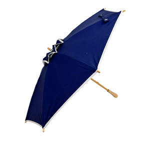 Elegant UV Sun Parasol. White on Navy.