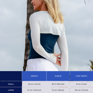 Sun Sleeve Bolero UPF50+, Ice Cool Fabric, White