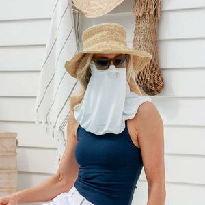 Sun Face Mask UPF50+, Ice Cool Fabric, White