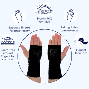 Sun Gloves (Hand Covers) UPF50+, Black