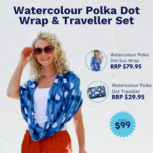 Watercolour Polka Dot Sun Wrap & Traveller Set