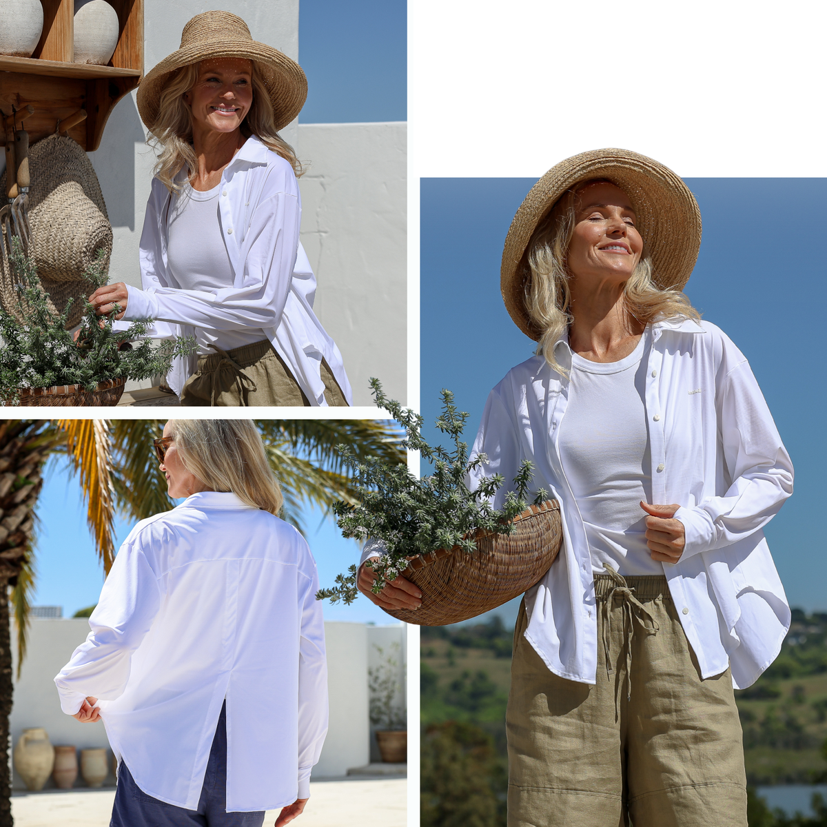 Sun Shirt UPF50+, Ice Cool Fabric, White