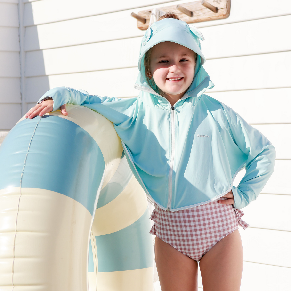Little Sun Hiding Hood UPF50+, Ice Cool Fabric, Blue - CLEARANCE