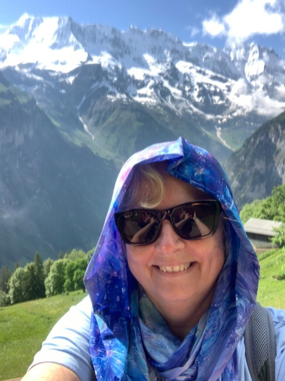 Jo wearing Into The Blue Sun Wrap