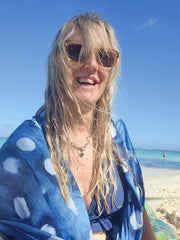 Lee-Anne wearing Watercolour Polka Dot Sun Wrap