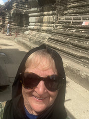 Margaret P and friend wearing sun wrap
