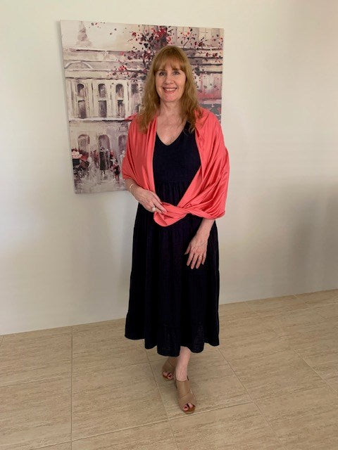 Robyn wearing Sugar Coral Sun Wrap