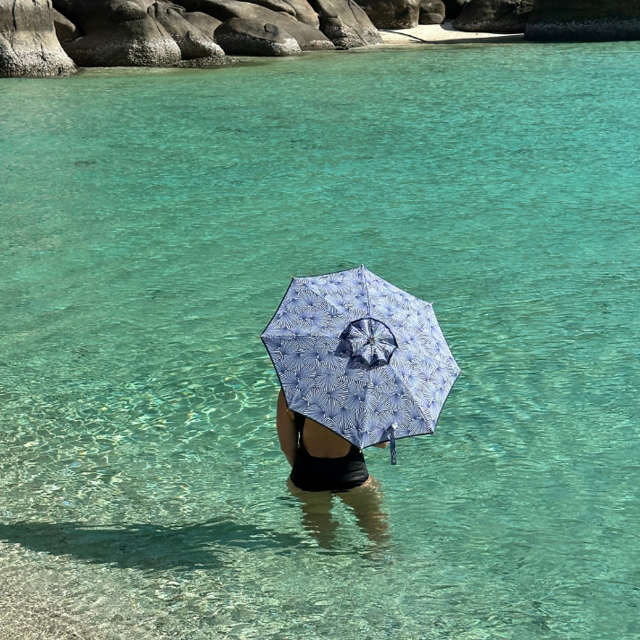 Coast UV Sun Parasol. Ocean Shells (Navy)