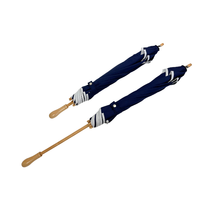 Elegant UV Sun Parasol. White on Navy.