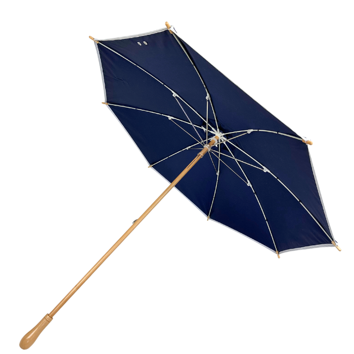 Elegant UV Sun Parasol. White on Navy.