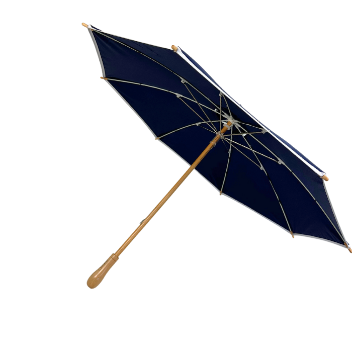 Elegant UV Sun Parasol. White on Navy.