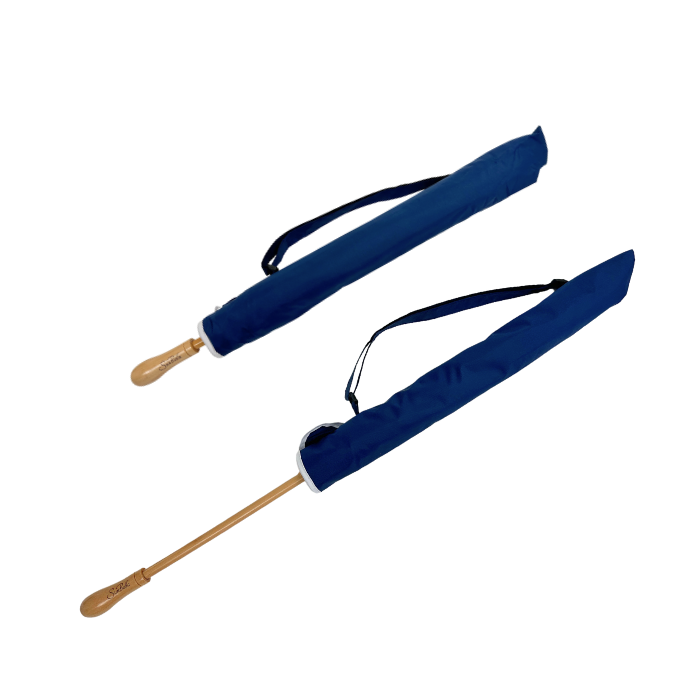 Elegant UV Sun Parasol. White on Navy.