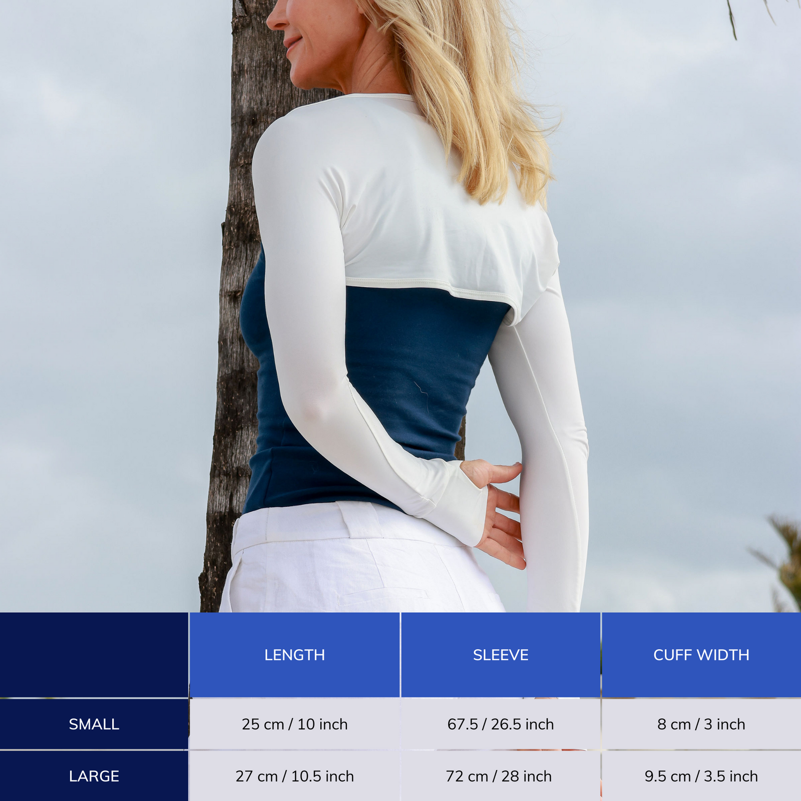 Sun Sleeve Bolero UPF50+, Ice Cool Fabric, White