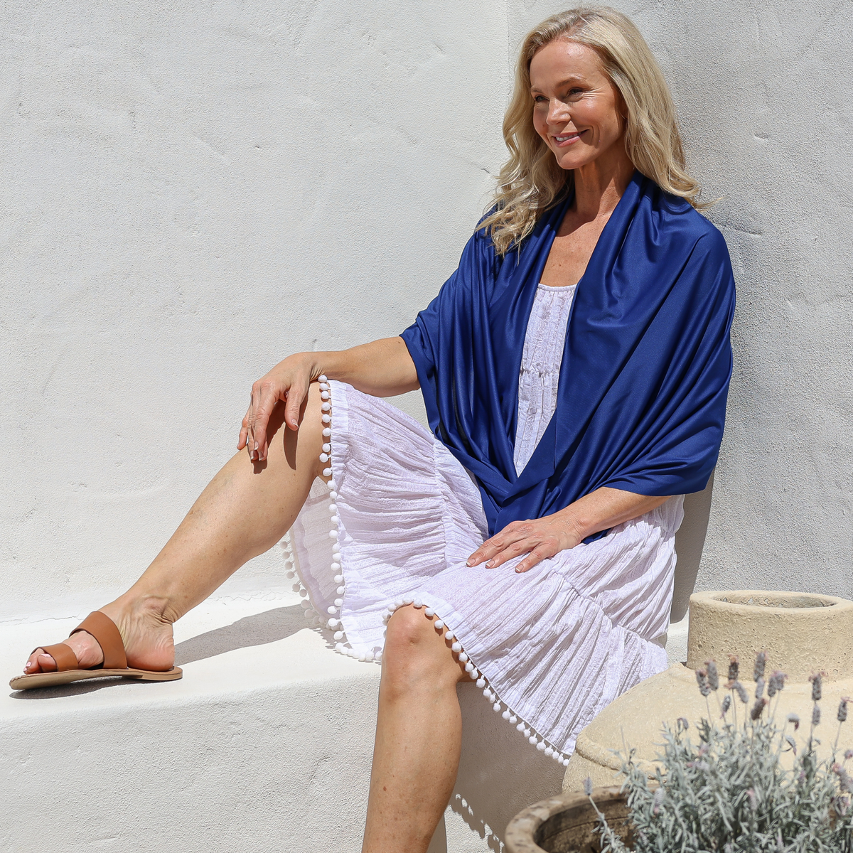 Sun Wrap UPF50+, Navy Peony