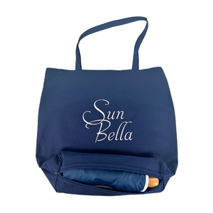 UPF50+ Compact Cosmopolitan UV Sun Umbrella - Navy with white trim