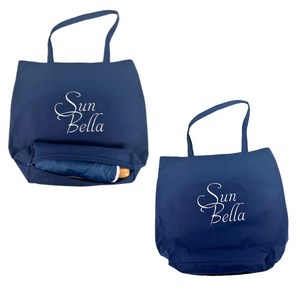 UPF50+ Compact Cosmopolitan UV Sun Umbrella - Navy with white trim
