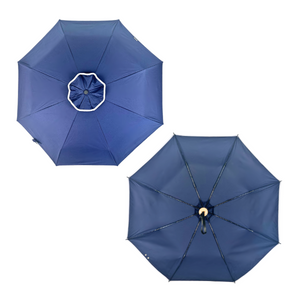 UPF50+ Compact Cosmopolitan UV Sun Umbrella - Navy with white trim