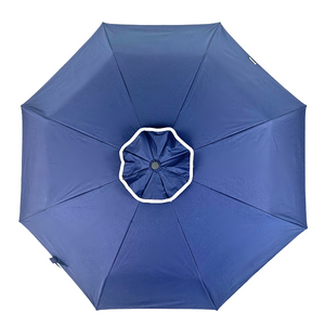 UPF50+ Compact Cosmopolitan UV Sun Umbrella - Navy with white trim