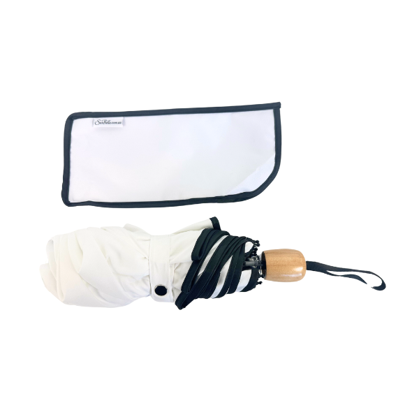 Compact Cosmopolitan UV Sun Umbrella - White with black trim