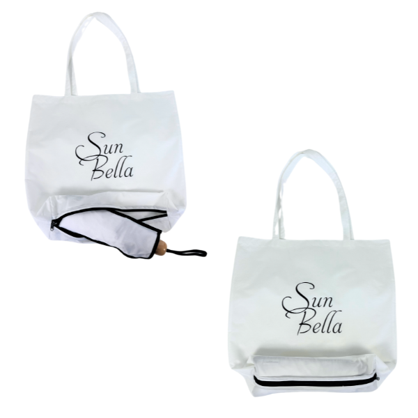 Compact Cosmopolitan UV Sun Umbrella - White with black trim